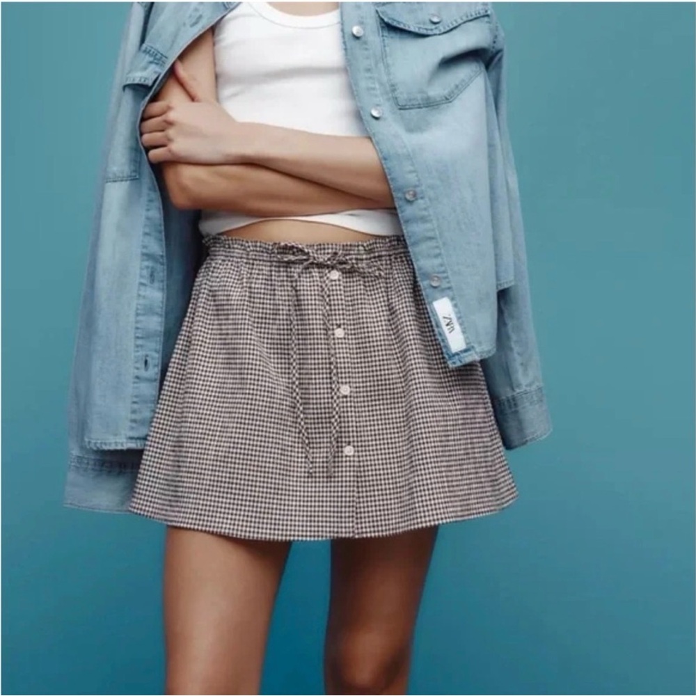 Zara Gingham Mini Skirt XL